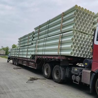 Water Treatment FRP Fiberglass Pipe Lightweight FRP Round Tube With Printed Flange