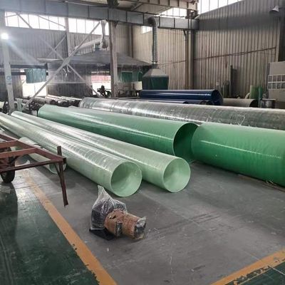 Oil Treatment Round FRP Pipe With Printed Flange , Filament Winding FRP Conduit