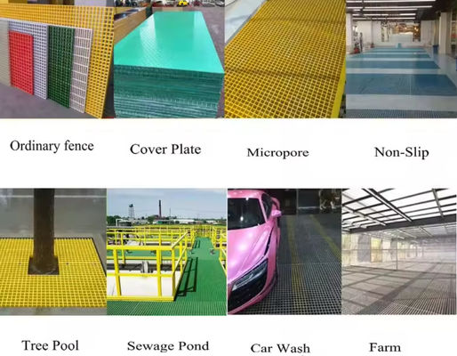 38x38mm FRP Grating For Solar Power Panels Roof Top Walkways Plastic Floor Grating Sheet Panel