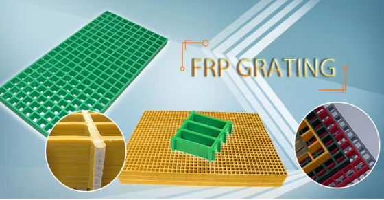 Square GRP FRP Mesh Grating Heavy Duty , Fibreglass Floor Grating Corrosion Resistance