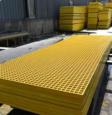 Square GRP FRP Mesh Grating Heavy Duty , Fibreglass Floor Grating Corrosion Resistance