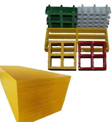 Flame Retardant Fiberglass FRP Walkway Grating Sheet Square Aging Resistance