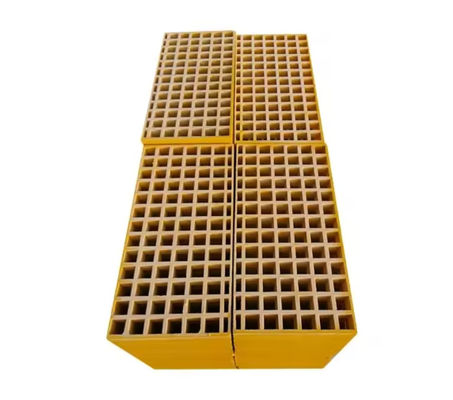 Flame Retardant Fiberglass FRP Walkway Grating Sheet Square Aging Resistance