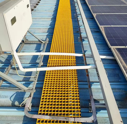 40x40x30mm Solar Roof Top Panel Mesh Pedestrian Walkway Fiberglass Grating